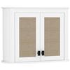 HOMCOM Armadietto multiuso da parete per bagno Armadietto da parete con 2 ante in rattan PE ripiano regolabile 60x19,5x49,4 cm Bianco