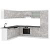 Vicco Cucina angolare completa R-Line, Cemento/Bianco, 287 x 60 cm, PL Antracite, espandibile in modo flessibile con elementi modulari