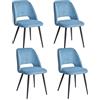 JZGORC Set di 4 Sedie da Sala da Pranzo, Sedia da Cucina a Righe in Velluto a Coste, Sedia Imbottita con Schienale Cavo, Adatta per Sala da Pranzo, Soggiorno, Cucina, Camera da Letto-Blu