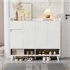 Moimhear Scarpiera per cassetti, grande, 4 ante e 1 cassetto, con ripiani regolabili, bianco, dimensioni: 120 x 35 x 99 cm