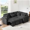 Soweiz Divano angolare allungabile, divano letto con porta bicchieri, porta USB, poggiapolsi e due cuscini, divano per soggiorno, camera degli ospiti, home cinema e appartamento (grigio)