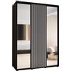 ABIKSMEBLE Lanko 2 Armadio a Tre Ante Scorrevoli con Specchio, Barra, Ripiani - Armadio Moderno per Camera da Letto, Soggiorno - 235,2x170x60 cm - Nero Bianco Nero