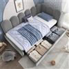 Wyibwy Divano letto 90x190cm con rete a doghe, letto per bambini e adulti, letto singolo contenitore con 2 cassetti, chaise longue in velluto, grigio (senza materasso)