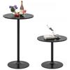 COSTWAY Tavolo da Bar Rotondo Ø60 Regolabile in Altezza (56 cm/ 101,5 cm), Tavolo da Caffè Alto in Legno e Metallo, Tavolino Bistrot Moderno con Base Rotondo per Cucina e Sala Pranzo (Nero,2)