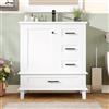 Moimhear 76 x 46 x 83,5 cm, mobile da bagno, lavabo, laccato, tre cassetti silenziosi, lavabo in ceramica integrato (bianco)