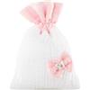 Doni Bomboniere Nascita Bambina 12 pz Sacchetti Portaconfetti in Cotone Bianco con Fiocco Rosa Bimba Confettate Segnaposto Battesimo Confetti Bambina Compleanno Economiche