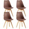 EGGREE Set di 4 Sedie Sala da Pranzo Sedie da Cucina con Gambe in Legno Sedie Ufficio Imbottita in Pelle PU Moderne Design,Marrone Cioccolato