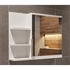 FreshYou Mobiletto a specchio 60x50 bianco, per il bagno con mensole, specchio da bagno, mobiletto sospeso - da parete - Sinistra