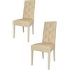 t m c s Tommychairs - Set 2 sedie Chantal per cucina e sala da pranzo, struttura in legno di faggio verniciata sabbia, seduta e schienale con bottoni imbottiti e rivestiti in pelle artificiale sabbia