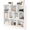 KOMFOTTEU Libreria Aperta con 10 Scomparti, Libreria a 3 Livelli con Dispositivo Antiribaltamento, Mobile di Stoccaggio, Scaffale per Soggiorno, Ufficio (Bianco, 120 x 24 x 104 cm)