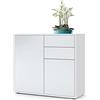 Vladon Madia Ben, mobile con 2 ante e 2 cassetti, bianco opaco/bianco opaco (79 x 74 x 36 cm)