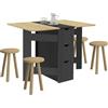 IDMarket - EDI Consolle pieghevole per 2-4 persone con 3 cassetti neri, piano effetto faggio 103 x 76 cm