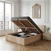 Weber Industries 035760 - Letto con Contenitore Madrid, con testiera e Rete a doghe in Legno, 140 x 190 cm, Legno, Chêne Blanchi, 140x190