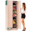 BAKAJI Armadio Scarpiera Gabriella a 2 Ante con 6 Ripiani Altezza 182 cm, Porta Scarpe in Legno Multiuso, Mobile Alto Portascarpe Salvaspazio Indipendente Design Minimal Armadietto Organizer (Olmo)