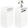 HUOLE - Set di 2 comodini stretti (2 unità, 2 cassetti, tavolino, mobile da notte, comodino da notte, adatto per tutti i letti e camere da letto, 25 x 30 x 66 cm, 2 unità), colore bianco caldo