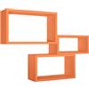 MODULARREDO | Trittico set di 3 mensole da muro, libreria sospesa e parete, scaffale parete, arancione, 45x27 cm, 40x22 cm e 35x17 cm, kit tasselli