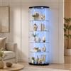 CXHLXYR Vetrina angolare in vetro, vetrina su base in vetro LED, 4 ripiani 1 anta con porta, mobile vetrina in vetro con porta e serratura armadio vetrine a cinque angoli 162 x 60 x 35 cm (1 porta 4 strati