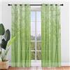 Hiseng 2 Pezzi Tende Voile Trasparenti Interni Decorativi, Stampa bambù 3D Sheer Tenda per Camera da Letto Finestre Porta Cucina Soggiorno Semi Trasparente Tende (Verde Sogno,140x244cm)