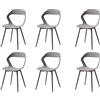 GrandCA HOME Set di 6 Sedie da Pranzo o Sedia da Ufficio con Gambe in Metallo, Sedie da Cucina per Soggiorno, Sala da Pranzo, Sala Riunioni, Grigio+Grigio
