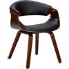 CLP Sedia da sala da pranzo Foley I Con bracciolo e struttura in legno I Sedia da cucina e da soggiorno, Colore:noce/nero, Materiale:Ecopelle