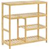 WOLTU Scarpiera in Bambù, Scarpiera a 4 Livelli, Scaffale per Piante Portascarpe, Scaffale in Bambù per Ingresso, Corridoio, Bagno, Balcone, Traspirante, 68x26x68,5 cm