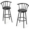 GIANTEX Set di 2 Sgabelli da Bar con Schienale e Poggiapiedi,Sgabelli Cucina, Bar,Soggiorno,Rotondi, 55 X56x101,5 cm, Nero Pelle (con poggiapiedi e schienale)