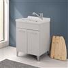 Inbagno Mobile Lavatoio 60x50 Cm Grigio Calce Moon Con Vasca In Ceramica Dolomite, Struttura Già Montata In Legno Nobilitato Con 2 Ante E Maniglie Cromo