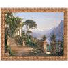 LuxHomeDecor Quadro Stampa su Tela Carl Frederic Aagaard Lodge on Lake Como con Cornice in Legno Oro Classico Misura 113x88 CM