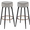 Duhome 2x Sgabelli da bar tessuto (velluto) rotondo piedini in metallo altezza 80 cm selezione colore 5168A, colore:grigio, materiale:velluto