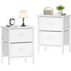 HOMIDEC Comodino, Set di 2 Comodini con Struttura in Metallo e 2 Cassetti in Tessuto di Grande Capacità per Camera da Letto, Soggiorno, Bianco, 42 x 30 x 55 cm