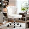 Fiximaster HomeOffice - Sedia da scrivania girevole, regolabile in altezza, in velluto, gambe argento per studio, camera da letto, portata fino a 135 kg (grigio chiaro) (Bianco)