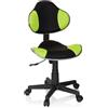 HJH Office 634130 Sedia girevole per bambini KIDDY GTI-2 tessuto nero/verde sedia da scrivania per bambini ergonomica, regolabile in altezza, sedia per ragazzi
