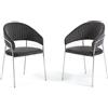SIEDITI FUORI E DENTRO Set di 2 sedie poltroncine imbottite in velluto moderne per sala da pranzo o cucina con gambe in metallo Lea (Gambe Argento, Velluto Grigio Scuro)