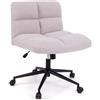 COSTWAY Sedia da Ufficio con Ruote, con Seduta Riempita, Altezza Regolabile, Funzione a Dondolo 100°-120°, Sedia Ergonomica Portata 150 kg, per Soggiorno Ufficio Scrivania (Grigio)