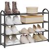 WOLTU Scarpiera Nera Scaffale 4 Ripiani per 16 Paia di Scarpe Portascarpe Organizer in Acciaio Plastica