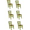 S.I.S.A. di G.&G. srl SISA srl, Set di 6 Sedie, Sedie Da Giardino In Legno, Sedie Sala Da Pranzo, Arredamento Casa, Modello Paesana, Sedie Colorate, Colore Verde, Seduta Paglia, 45x 37x 87 Cm, Made In Italy