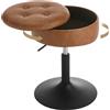 WOLTU Sgabello da Trucco Girevole, Sedile Regolabile in Altezza, Sedia da Bar Rotondo con Contenitore, Pelle Sintetica Vintage, Base in Metallo, per Cucina, Soggiorno, Marrone, BH439br-1