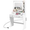 HOMCOM Toeletta Trucco con Luci LED 3 Tonalità e Specchio, Postazione Trucco con Prese USB, 4 Cassetti e Mensole, 90x45x160cm, Bianco