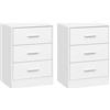 WOLTU Set di 2 Comodini Moderni con 3 Cassetti, Bianco