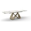 PAZZO DESIGN Tavolo Allungabile Zeno, Piano In Vetro Ceramica Calacatta Marble, Gambe Oro, Cucina, Soggiorno, Ceramica, 180 x 90 x h76 cm - id_2300