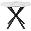 JZGORC Tavolo da pranzo rotondo moderno in MDF con gambe nere, stile nordico per soggiorno o cucina, 100 cm, texture marmo