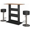 Vicco Set di tavoli da bar Repose, Rovere dorato/antracite, 110 x 55 cm con 2 sgabelli da bar, con scaffale aperto per riporre utensili da cucina