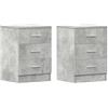 vidaXL 2X Comodini Moderni Eleganti Robusti con Cassetti Portaoggetti Armadietto Comò Cassettiera Versatile Grigio Cemento 38x35x56 cm in Truciolato