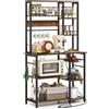 COSTWAY Scaffale da Cucina Salvaspazio con Stazione di Ricarica | Scaffale a 6 Ripiani per Microonde, Ganci a S e Cestino a Rete, per Elettrodomestici, Pentole e Spezie, 99x40x170cm