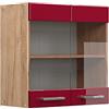 Vicco Mobile da cucina in vetro R-Line, Rosso lucido, 60 cm, per la libera combinazione all'interno di sistemi cucina modulari