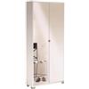 MONDO VIRO Mobile 2 ante specchiato Madrid armadio piedini cromo cm 83x29 190h (Bianco Fiammato/Specchio)