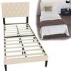 Suusolny Struttura letto imbottita con testiera in pelle e rete a doghe, per letto singolo o matrimoniale, montaggio semplice con strumenti di installazione, portata fino a 300 kg, beige, 90 x 200 cm