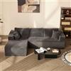 Litbird Divano angolare modulare a forma di L con chaise longue a sinistra - Struttura morbida senza telaio rigido, seduta extra profonda in velluto a coste (Grigio, Chaise longue sinistra)
