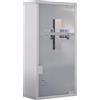 HOMCOM Armadietto Porta Medicinali, Pronto Soccorso Cassetta Medicine in Acciaio Porta in Vetro e 2 Chiavi 48x25cm