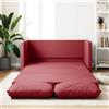 Keyroto Divano Letto 2 Posti Convertibile in Letto 2 in 1 Similpelle-Rosso Vino-112x174x55cm